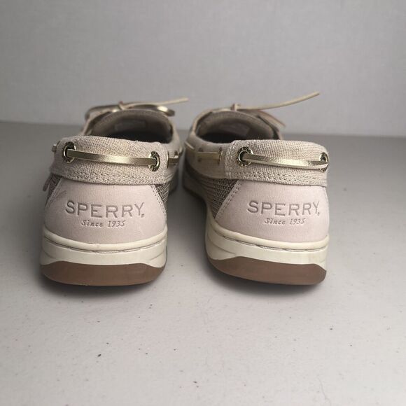 Sperry Top Sider Angelfish Boat Shoe Linen & Gold Size 7.5 Slip on Loafer EUC - Picture 5 of 15